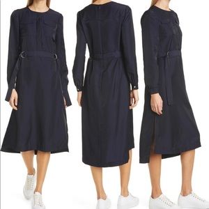 Ted baker navy blue silk midi dress